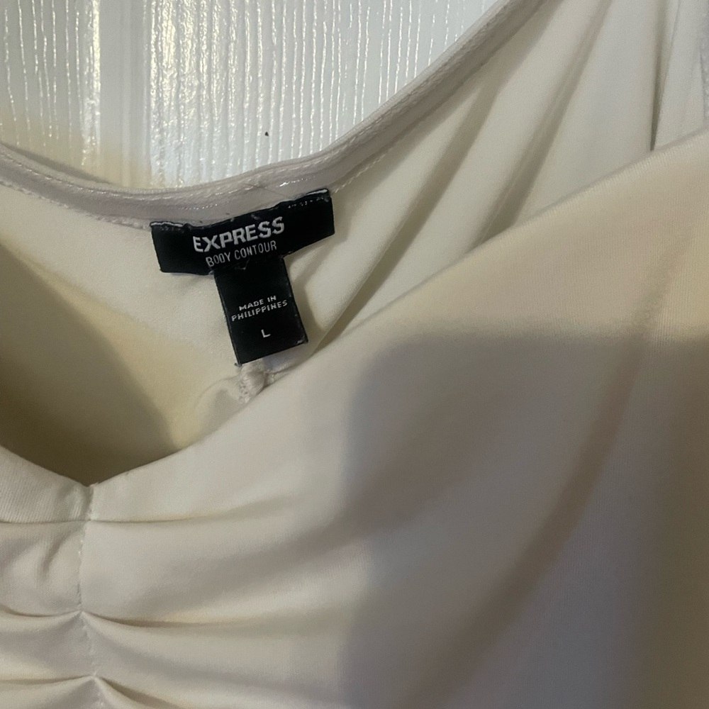 Express Cream Ruched Bodysuit - Picture 2 of 4